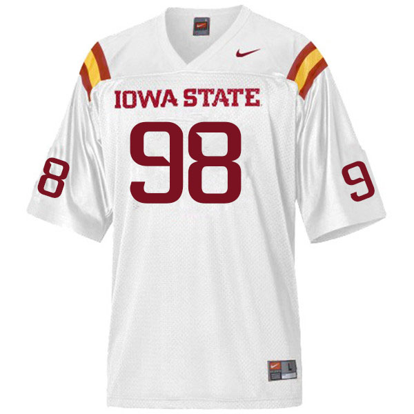 Men #98 Seth Greiner Iowa State Cyclones College Football Jerseys Sale-White - Click Image to Close